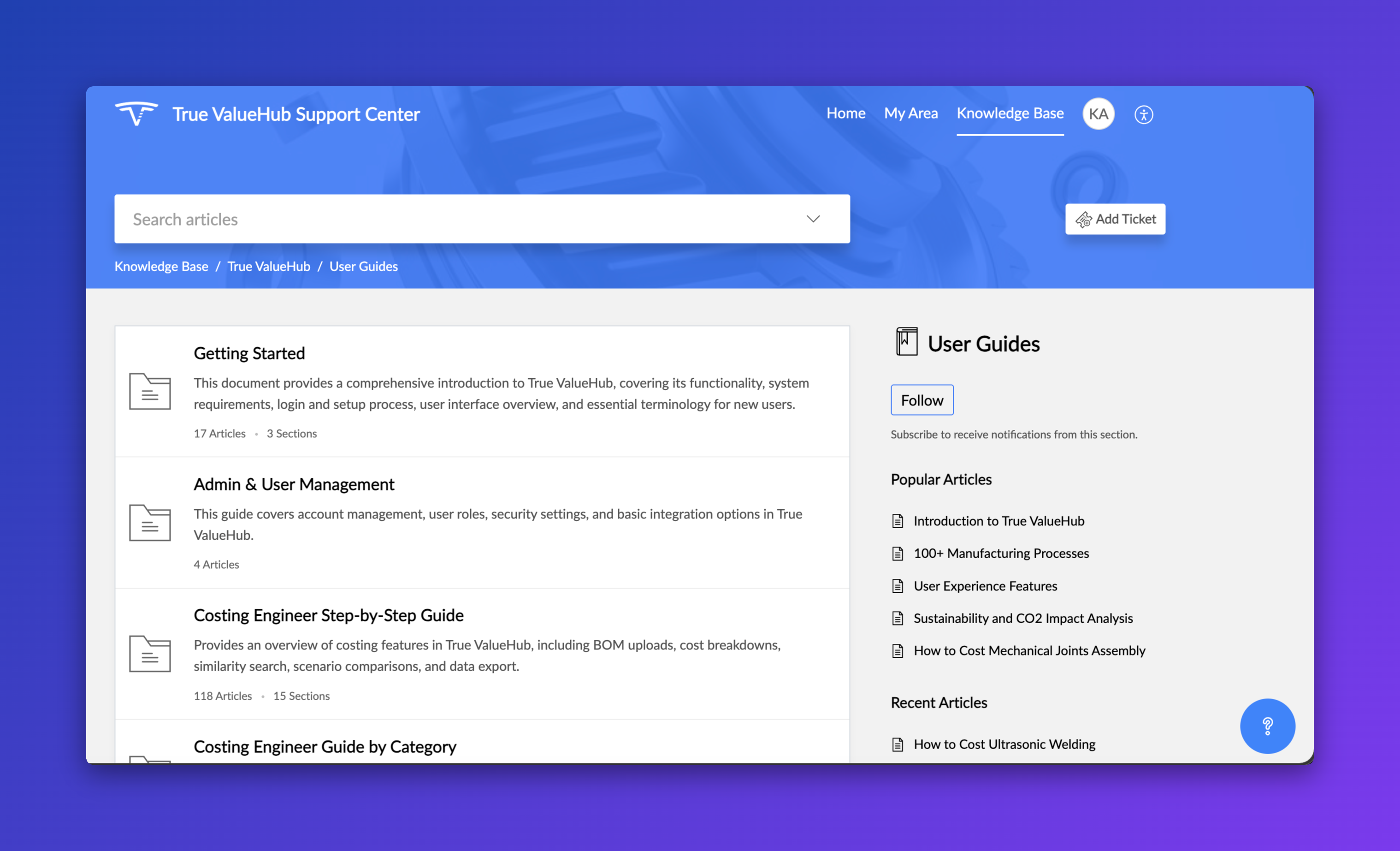 True ValueHub documentation screenshot